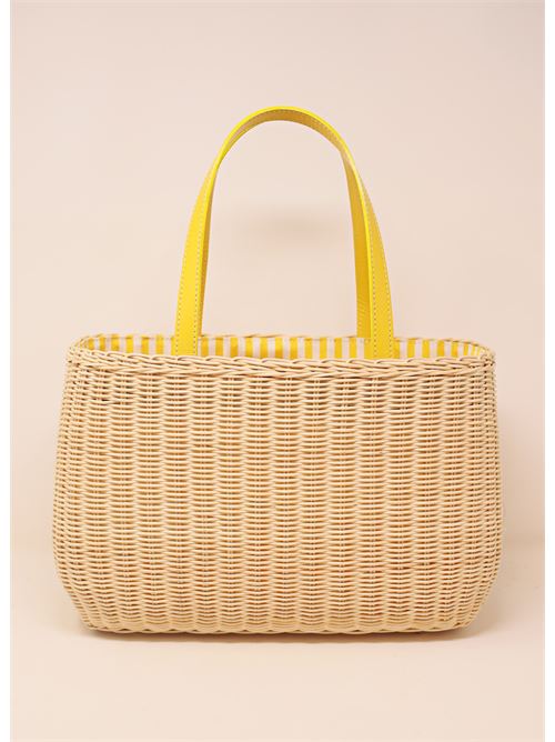 Bag in wicker and yellow leather Laboratorio Capri | 106NATYELLOW